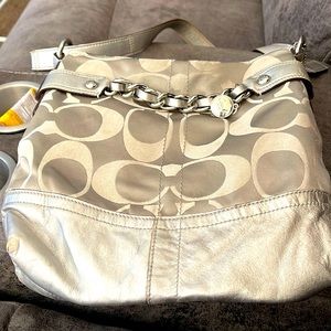 Silver used coach bag